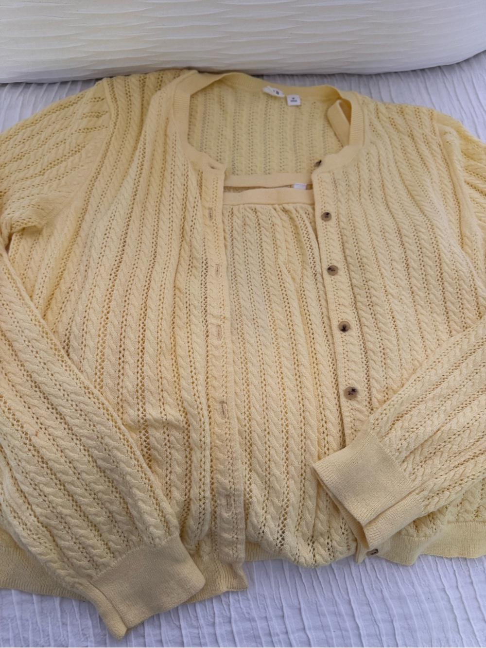 Women’s Lightweight Yellow Knit Cardigan Sweater Set